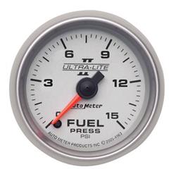 Gauge, Ultra-Lite II, Fuel Pressure, 0-15 psi, 2 1/16 in., Analog, Electrical, Each