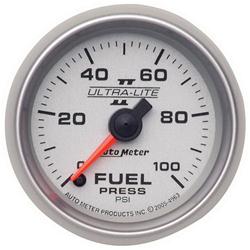 Gauge, Ultra-Lite II, Fuel Pressure, 0-100 psi, 2 1/16 in., Analog, Electrical, Each