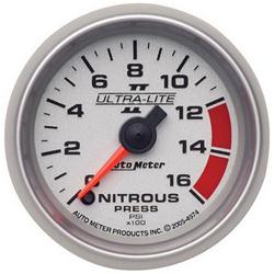 Gauge, Ultra-Lite II, Nitrous Pressure, 0-1,600 psi, 2 1/16 in., Analog, Electrical, Each