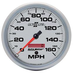 Speedometer, Ultra-Lite II, 0-160 mph, 5 in., Analog, Electrical, Each