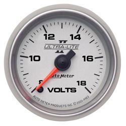 Gauge, Ultra-Lite II, Voltmeter, 8-18 V, 2 1/16 in., Analog, Electrical, Each