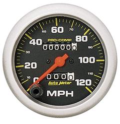 Speedometer, Pro Comp, 0-120 mph, 3 3/8 in., Analog, Mechanical, Each