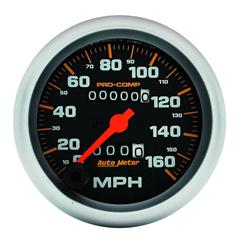 Speedometer, Pro Comp, 0-160 mph, 3 3/8 in., Analog, Mechanical, Each