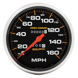 Speedometer, Pro Comp, 0-160 mph, 5 in., Analog, Mechanical, Each