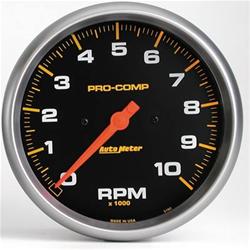 Tachometer, Pro Comp, 0-10,000 rpm, 5 in., Analog, Electrical, In-Dash, Each