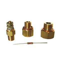 Gauge Adapters, Pressure and Temperature, Temperature Sender, Tach Resistor, Brass, Natural, GM, LS, Kit