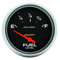 Gauge, Pro-Comp, Fuel Level, Empty/Full, 0 Ohms/90 Ohms, 2 5/8 in., Analog, Electrical, Each