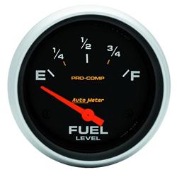 Gauge, Pro-Comp, Fuel Level, Empty/Full, 240 Ohms/33 Ohms, 2 5/8 in., Analog, Electrical, Each