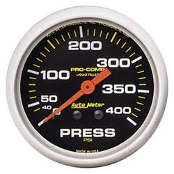 Gauge, Pro-Comp, Pressure, 0-400 psi, 2 5/8 in., Analog, Mechanical, Each