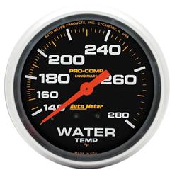 Gauge, Pro-Comp, Water Temperature, 140-280 Degrees F, 2 5/8 in., Analog, Mechanical, Each