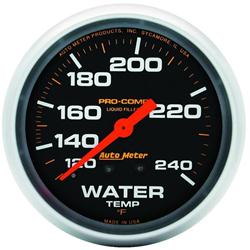 Gauge, Pro-Comp, Water Temperature, 120-240 Degrees F, 2 5/8 in., Analog, Mechanical, Each