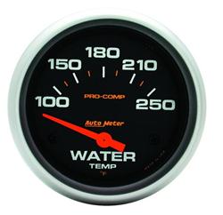Gauge, Pro-Comp, Water Temperature, 100-250 Degrees F, 2 5/8 in., Analog, Electric, Each