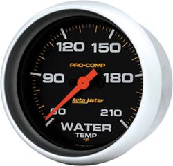 Gauge, Pro-Comp, Water Temperature, 60-210 Degrees F, 2 5/8 in., Analog, Electrical, Each