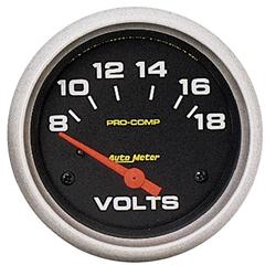 Gauge, Pro-Comp, Voltmeter, 8-18 V, 2 5/8 in., Analog, Electrical, Each