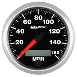 Gauge, Elite Series, Speedometer, 0-160 mph, 3 3/8 in. Diameter, Black Face, Analog, Electrical, Each
