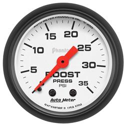 Gauge, Phantom, Boost, 0-35 psi, 2-1/16 in., Analog, Mechanical, Each
