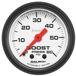 Gauge, Phantom, Boost, 0-60 psi, 2 1/16 in., Analog, Mechanical, Each