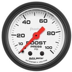 Gauge, Phantom, Boost Pressure, 0-100 psi, 2 1/16 in., Analog, Mechanical, Each