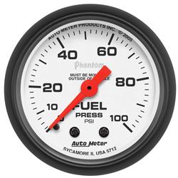 Gauge, Phantom, Fuel Pressure, 0-100 psi, 2 1/16 in., Analog, Mechanical, Each