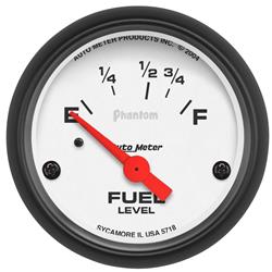 Gauge, Phantom, Fuel Level, Empty/Full, 16 Ohms/158 Ohms, 2 1/16 in., Analog, Electrical, Each