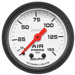 Gauge, Phantom, Air Pressure, 0-150 psi, 2 1/16 in., Analog, Mechanical, Each