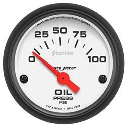 Gauge, Phantom, Oil Pressure, 0-100 psi, 2 1/16 in., Analog, Electrical, Each