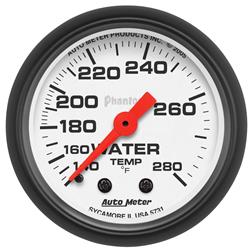 Gauge, Phantom, Water Temperature, 140-280 Degrees F, 2 1/16 in., Analog, Mechanical, Each