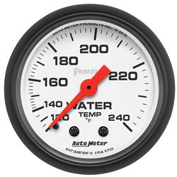Gauge, Phantom, Water Temperature, 120-240 Degrees F, 2 1/16 in., Analog, Mechanical, Each