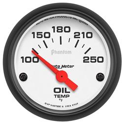 Gauge, Phantom, Oil Temperature, 100-250 Degrees F, 2 1/16 in., Analog, Electrical, Each