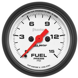 Gauge, Phantom, Fuel Pressure, 0-15 psi, 2 1/16 in., Analog, Electrical, Each