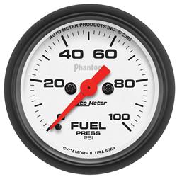 Gauge, Phantom, Fuel Pressure, 0-100 psi,  2 1/16 in., Analog, Electrical, Each