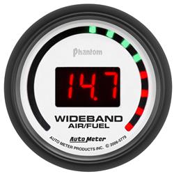 Air/Fuel Ratio Gauge; Phantom; Wideband Air Fuel Ratio Kit; 2 1/16 in.; Street; 8-18; Full Sweep