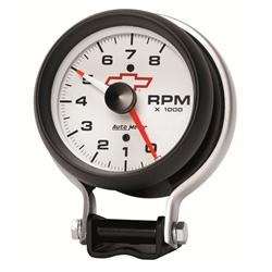 Tachometer, Phantom, Chevy Bowtie Emblem, 0-8,000 rpm, 3 3/4 in., Analog, Electrical, Each