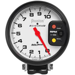 Tachometer, Phantom, 0-10,000 rpm, 5 in., Analog, Electrical, with Memory, Each