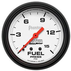 Gauge, Phantom, Fuel Pressure, 0-15 psi, 2 5/8 in., Analog, Mechanical, Each