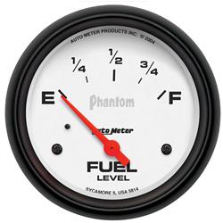 Gauge, Phantom, Fuel Level, Empty/Full, 0 Ohms/90 Ohms, 2 5/8 in., Analog, Electrical, Each