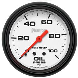 Gauge, Phantom, Oil Pressure, 0-100 psi, 2 5/8 in., Analog, Mechanical, Each