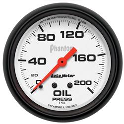 Gauge, Phantom, Oil Pressure, 0-200 psi, 2 5/8 in., Analog, Mechanical, Each