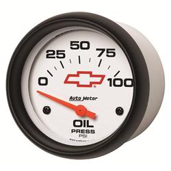 Gauge, Phantom, Chevy Bowtie Emblem, Oil Pressure, 0-100 psi, 2 5/8 in., Analog, Electrical, Each