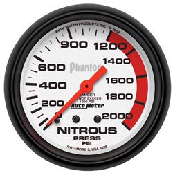 Gauge, Phantom, Nitrous Pressure, 0-2,000 psi, 2 5/8 in., Analog, Mechanical, Each
