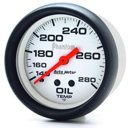 Gauge, Phantom, Oil Temperature, 140-280 Degrees F, 2 5/8 in., Analog, Mechanical, Each