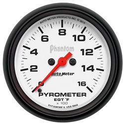 Gauge, Phantom, Pyrometer, 0-1,600 Degrees F, 2 5/8 in., Analog, Electrical, Each