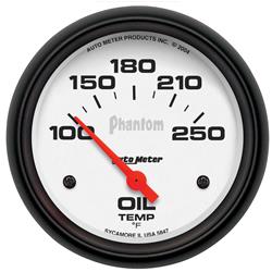 Gauge, Phantom, Oil Temperature, 100-250 Degrees F, 2 5/8 in., Analog, Electric, Each