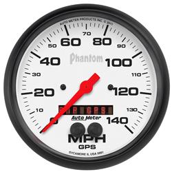 Speedometer, GPS Enabled, Phantom, 0-140 mph, 5 in., Analog, Electrical, Rally-Nav Display, Each