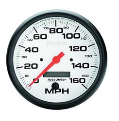 Speedometer, Phantom Series, 0-160 mph, 5 in., Analog, Electrical, Each