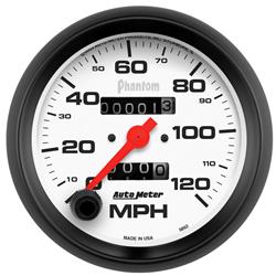 Speedometer, Phantom Series, 0-120 mph, 3 3/8 in., Analog, Mechanical, Each