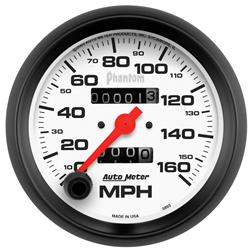 Speedometer, Phantom Series, 0-160 mph, 3 3/8 in., Analog, Mechanical, Each