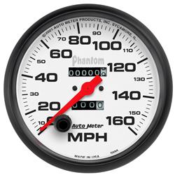 Speedometer, Phantom Series, 0-160 mph, 5 in., Analog, Mechanical, Each