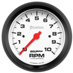 Tachometer, Phantom, 0-10,000 rpm, 3 3/8 in., Analog, Electrical, In-Dash, Each
