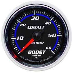 Gauge, Cobalt, Boost Pressure, 0-60 psi, 2 1/16 in., Analog, Mechanical, Each